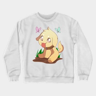 Cute chibi golden retriever dog Crewneck Sweatshirt